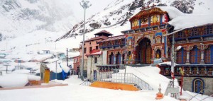 Badrinath during winter snowfall