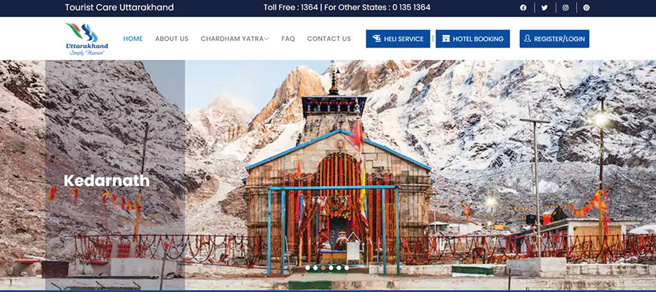 Chardham Yatra Registration website home page